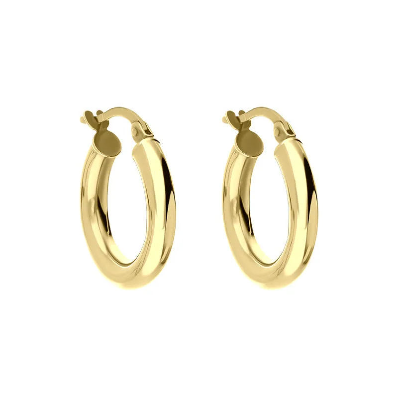 9ct Yellow Gold 15mm Hoop Earrings