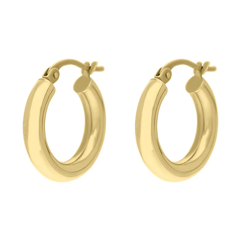 9ct Yellow Gold 15mm Hoop Earrings