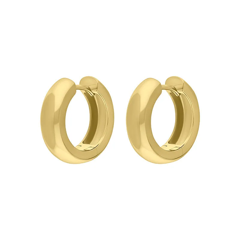 9ct Yellow Gold 16mm Round Domed Hoop Earrings