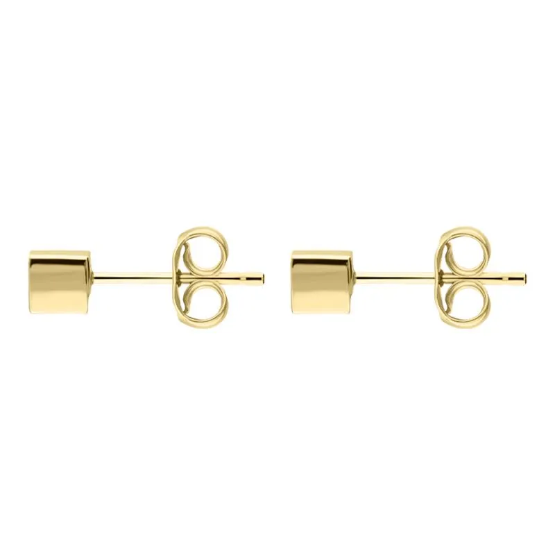 9ct Yellow Gold 4mm Cube Stud Earrings