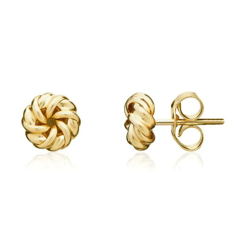 9ct Yellow Gold 6mm Looped Knot Stud Earrings