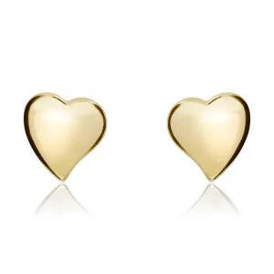 9ct Yellow Gold 6mm Waved Heart Stud Earrings