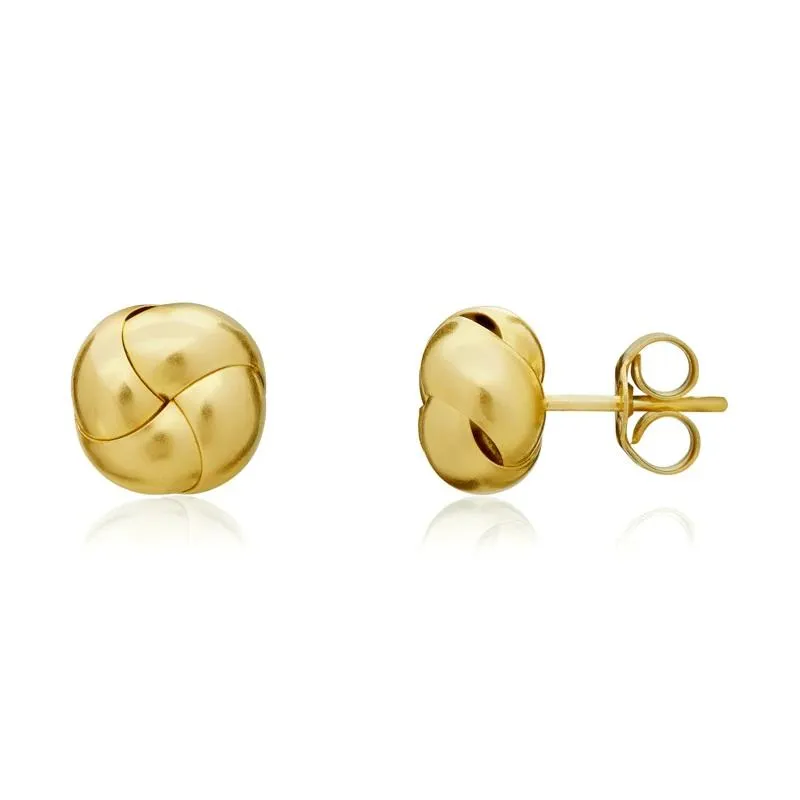 9ct Yellow Gold 7.5mm Looped Knot Stud Earrings