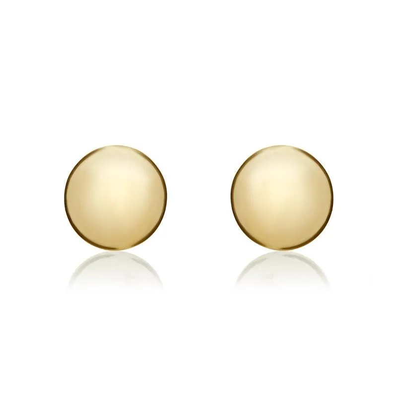 9ct Yellow Gold 7mm  Button Stud Earrings