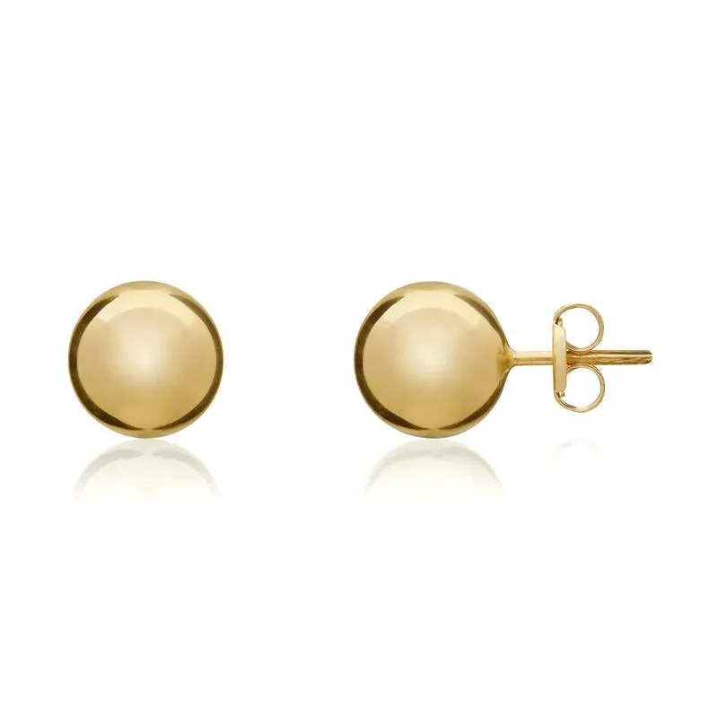9ct Yellow Gold 8mm Ball Stud Earrings
