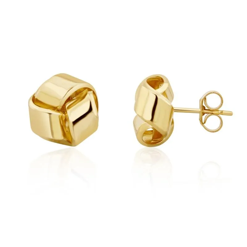 9ct Yellow Gold 9.5mm Looped Knot Stud Earrings
