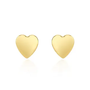 9ct Yellow Gold 9mm Heart Stud Earrings