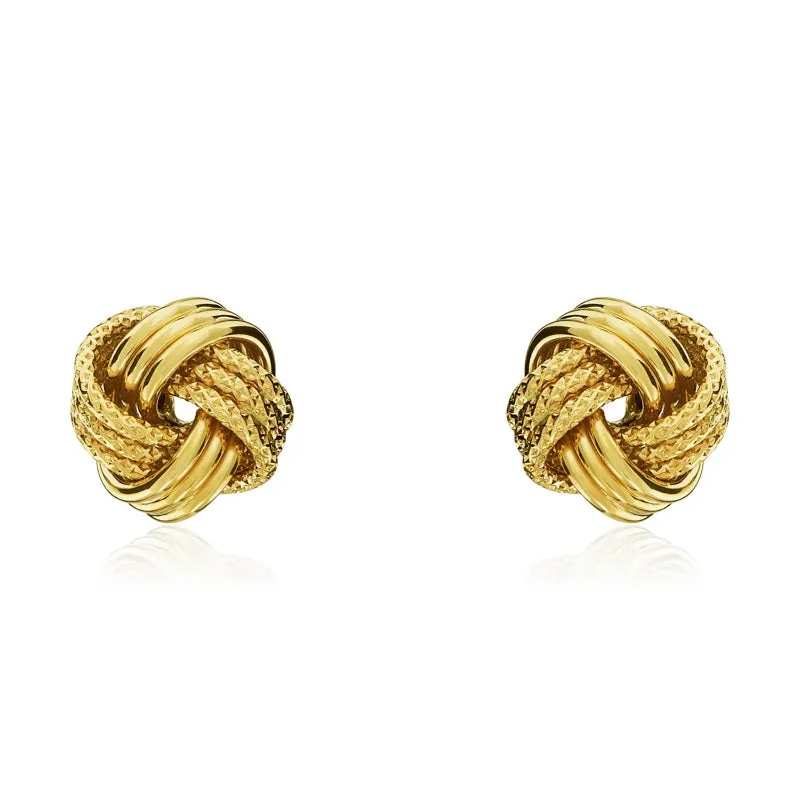 9ct Yellow Gold 9mm Looped Knot Stud Earrings