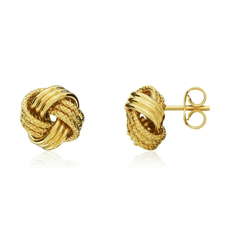 9ct Yellow Gold 9mm Looped Knot Stud Earrings