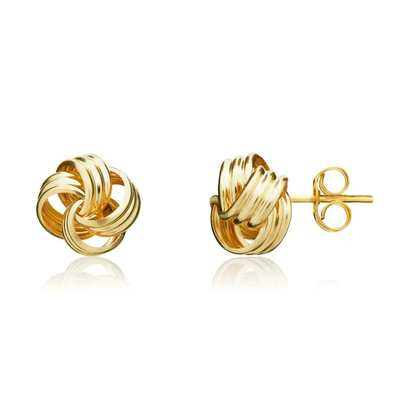 9ct Yellow Gold 9mm Looped Knot Stud Earrings