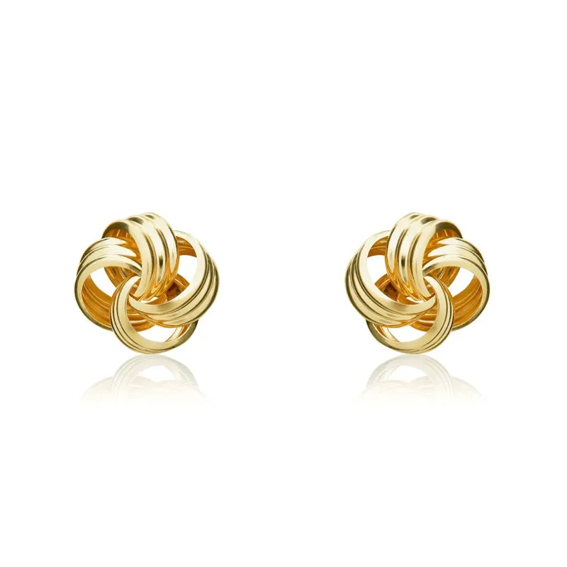 9ct Yellow Gold 9mm Looped Knot Stud Earrings