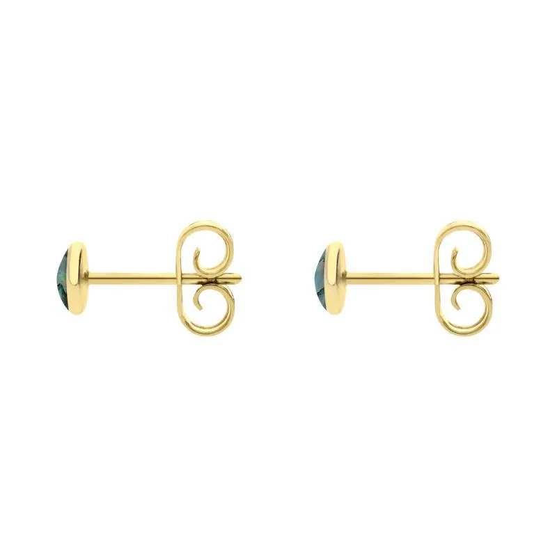 9ct Yellow Gold Abalone 4mm Classic Small Round Stud Earrings
