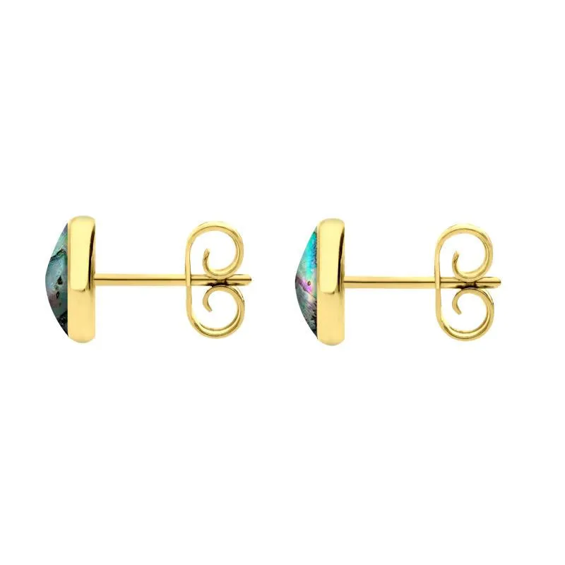 9ct Yellow Gold Abalone 6mm Classic Medium Round Stud Earrings