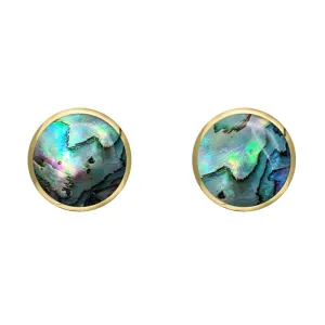 9ct Yellow Gold Abalone 6mm Classic Medium Round Stud Earrings