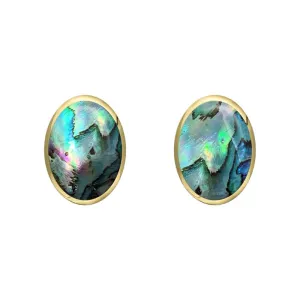 9ct Yellow Gold Abalone 7 x 5mm Classic Small Oval Stud Earrings