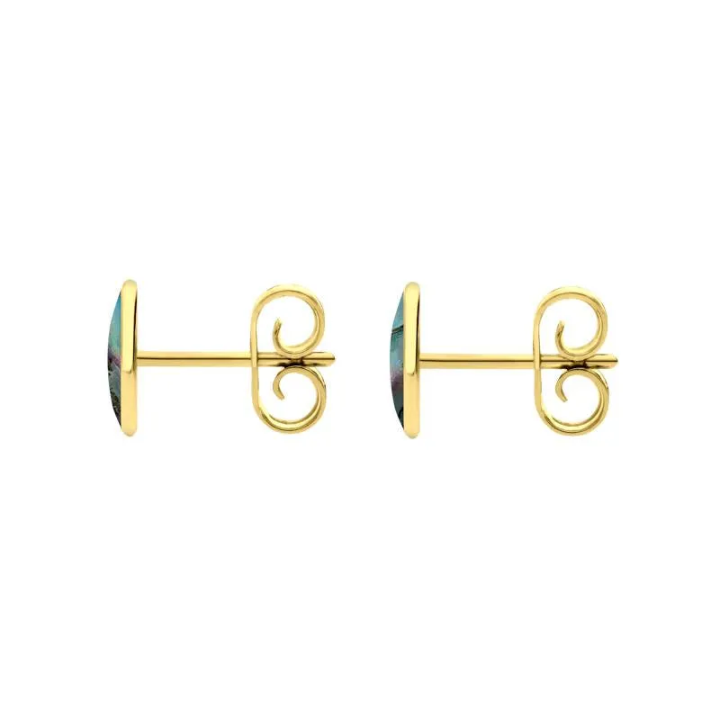9ct Yellow Gold Abalone 7 x 5mm Classic Small Oval Stud Earrings