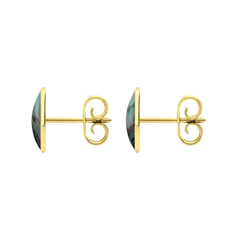 9ct Yellow Gold Abalone 8 x 10mm Classic Large Oval Stud Earrings