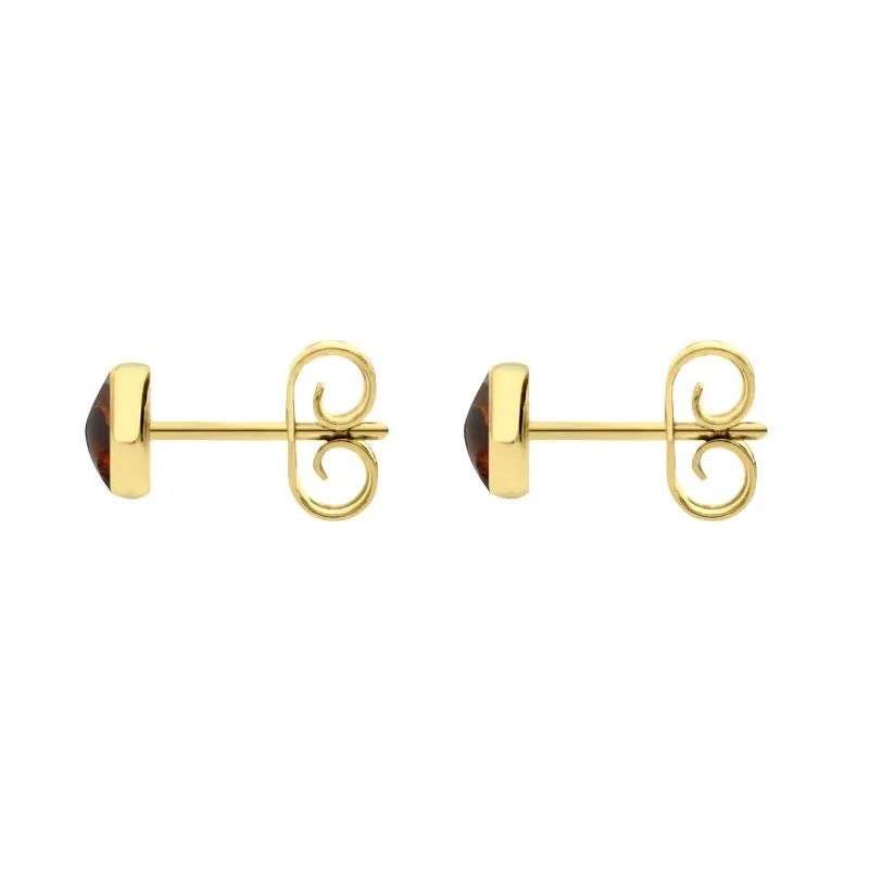 9ct Yellow Gold Amber 5mm Classic Small Round Stud Earrings