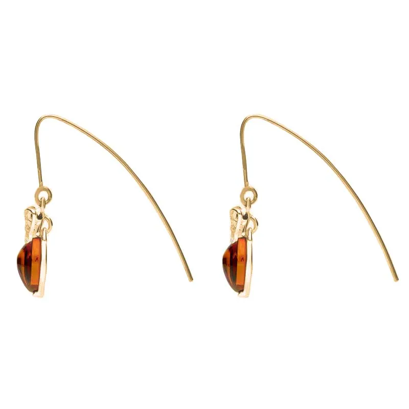 9ct Yellow Gold Amber Bee Small Hook Earrings