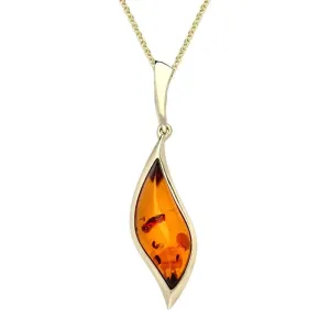 9ct Yellow Gold Amber Curved Marquise Necklace D