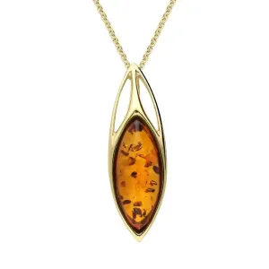 9ct Yellow Gold Amber Marquise Shaped Celtic Top Necklace D