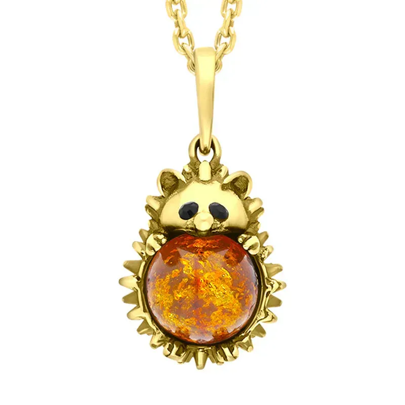 9ct Yellow Gold Amber Medium Hedgehog Necklace