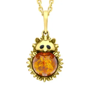 9ct Yellow Gold Amber Medium Hedgehog Necklace