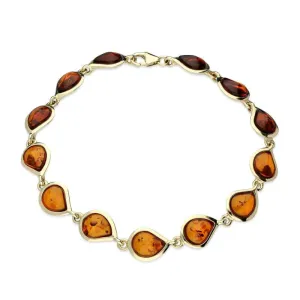 9ct Yellow Gold Amber Thirteen Stone Framed Pear Bracelet D