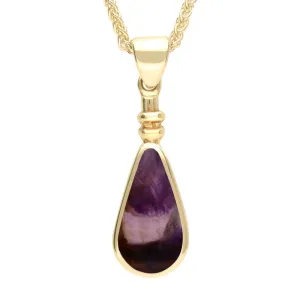 9ct Yellow Gold and Blue John Bottle Top Pear Necklace