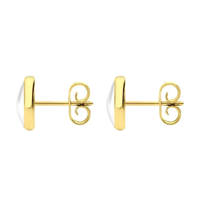 9ct Yellow Gold Bauxite 8mm Classic Large Round Stud Earrings