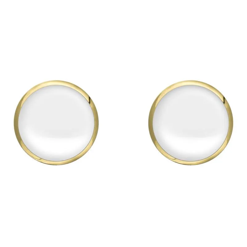 9ct Yellow Gold Bauxite 8mm Classic Large Round Stud Earrings