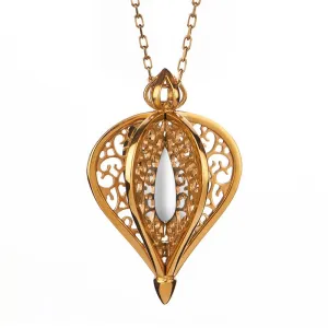 9ct Yellow Gold Bauxite Flore Filigree Small Necklace