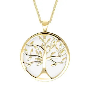 9ct Yellow Gold Bauxite Large Round Tree of Life Necklace