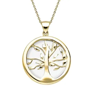 9ct Yellow Gold Bauxite Medium Round Tree of Life Necklace