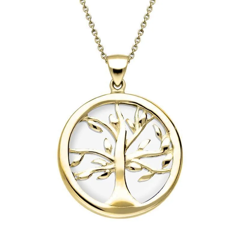 9ct Yellow Gold Bauxite Medium Round Tree of Life Necklace