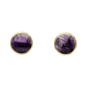 9ct Yellow Gold Blue John 4mm Classic Small Round Stud Earrings