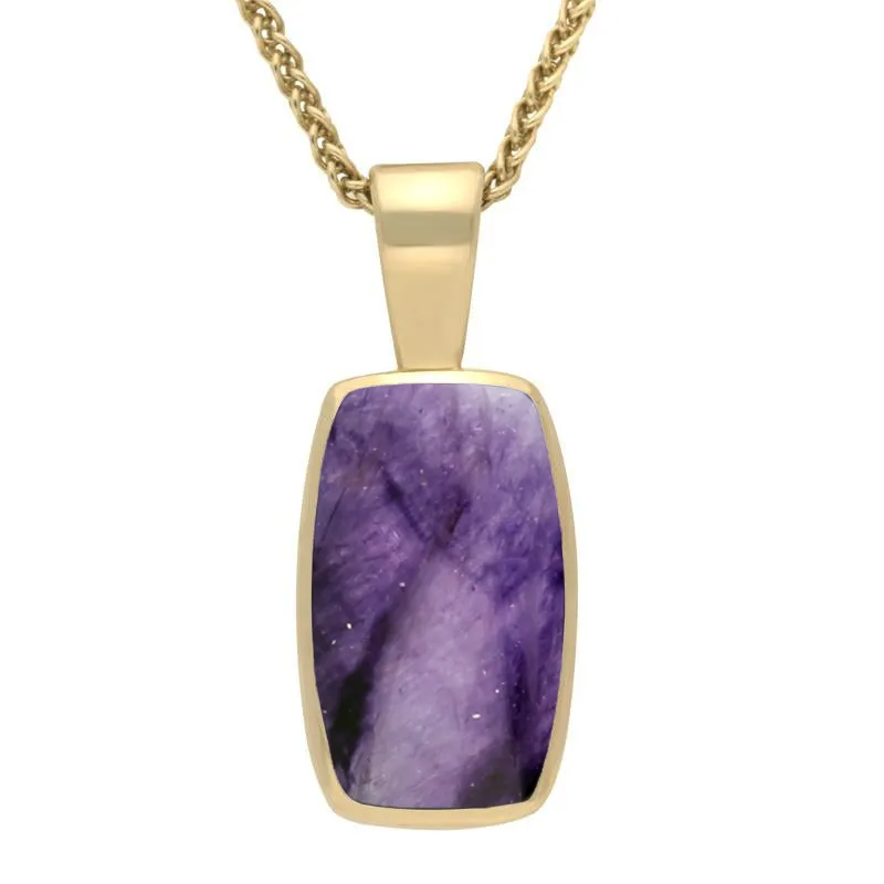 9ct Yellow Gold Blue John Barrel Shaped Necklace