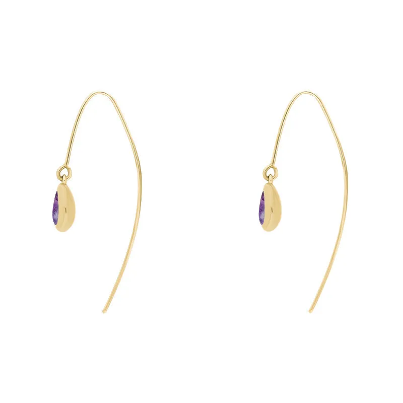 9ct Yellow Gold Blue John Cross Disc Drop Earrings