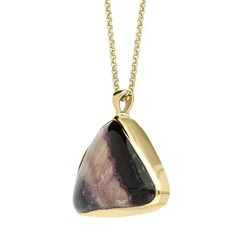 9ct Yellow Gold Blue John Curved Triangle Abstract Necklace D D