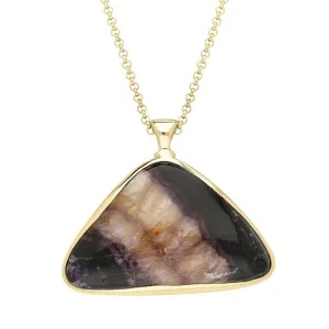 9ct Yellow Gold Blue John Curved Triangle Abstract Necklace D D