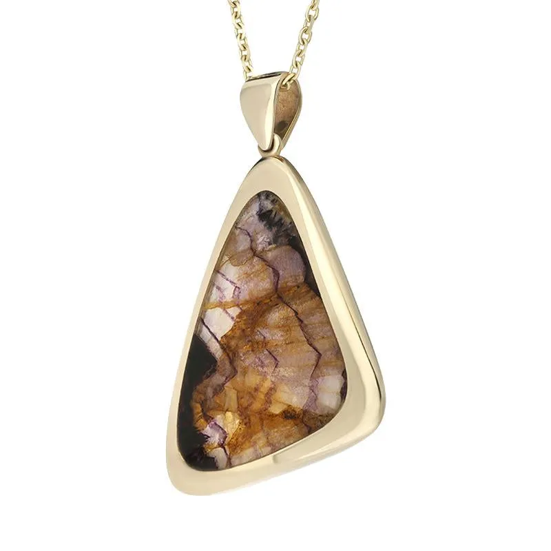9ct Yellow Gold Blue John Curved Triangle Necklace