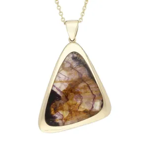 9ct Yellow Gold Blue John Curved Triangle Necklace