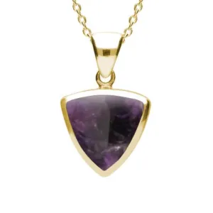 9ct Yellow Gold Blue John Curved Triangle Necklace