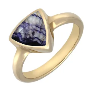 9ct Yellow Gold Blue John Curved Triangle Ring