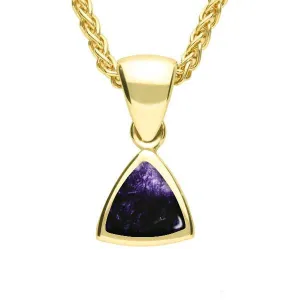 9ct Yellow Gold Blue John Curved Triangle Small Necklace