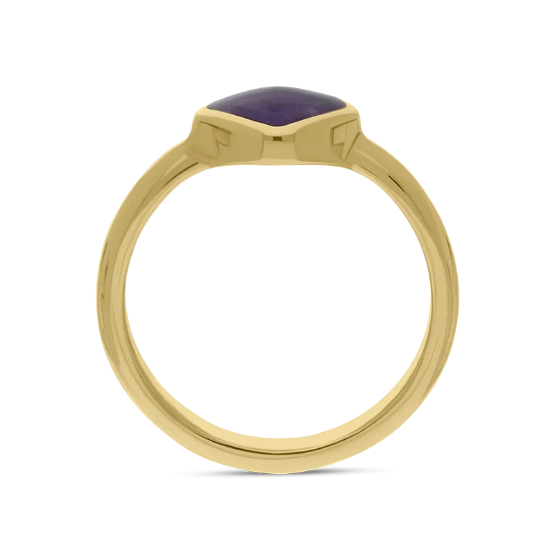 9ct Yellow Gold Blue John Cushion Ring