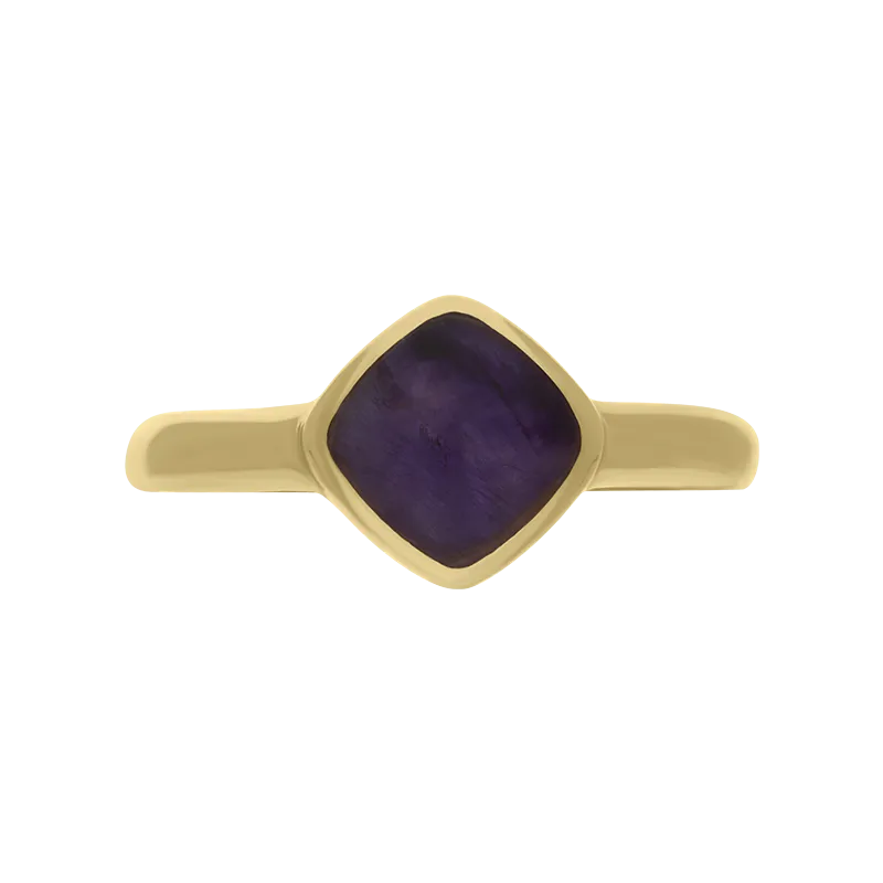 9ct Yellow Gold Blue John Cushion Ring