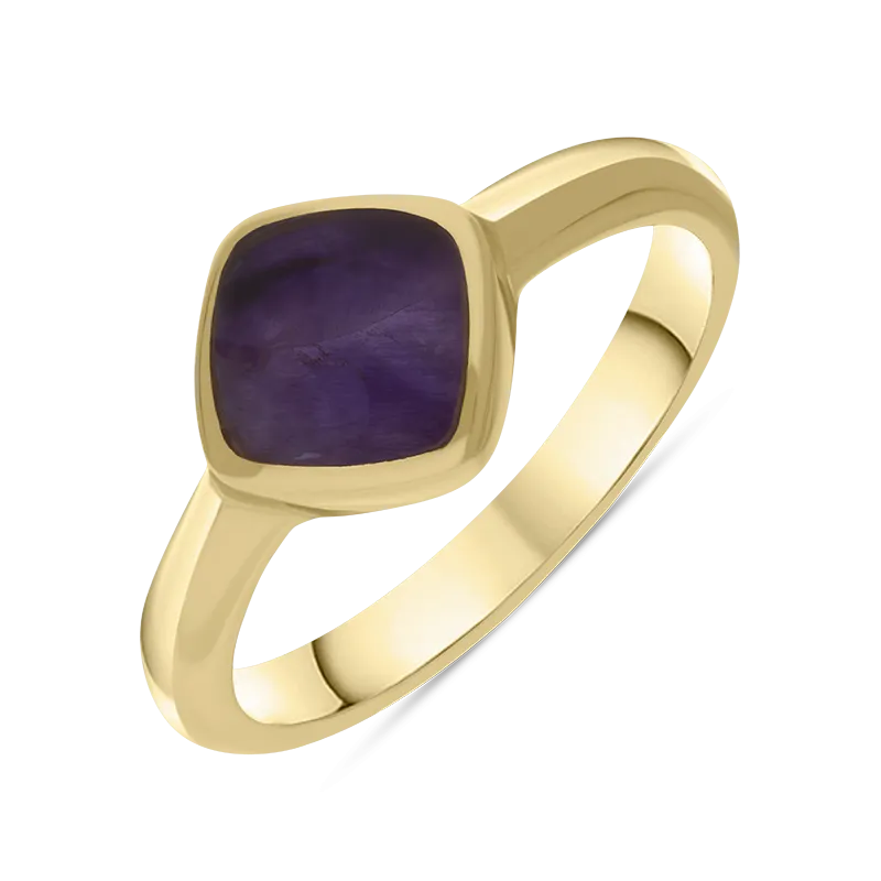 9ct Yellow Gold Blue John Cushion Ring
