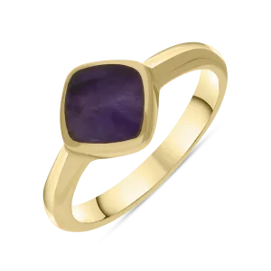 9ct Yellow Gold Blue John Cushion Ring