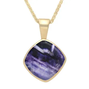 9ct Yellow Gold Blue John Cushion Shaped Necklace
